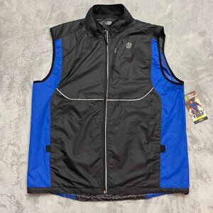 Golds Gym Vest Mens L/XL Black Blue Full Zip Reflective Running Training Workout